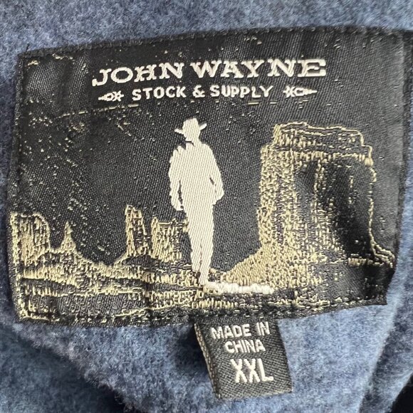 Men’s Blue Plaid 1/4 Zip Pullover Flannel Sweater XXL John Wayne Stock & Supply - Picture 9 of 11